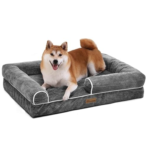 YITAHOME Panier pour Chien Orthopédique,Coussin Dehoussable pour Chien,Coussin Dehoussable pour Chien,Lavable Lit Chien,89x63cm,Gris