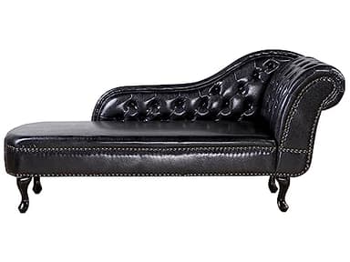 Chaise Longue Côté Droit Méridienne en Cuir PU Imitation Daim Noir Elégant Nimes