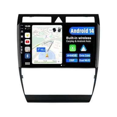 BXLIYER Android 12 IPS Autoradio pour Audi A6 C5 S6 / RS6 (1999-2006) - 4G+64G - Senza fili DSP/Carplay/Android Auto - LED Caméra + MIC - 2 Din 9 Pouce - Dab Volant AHD WLAN 360-Caméra Fast-Boot
