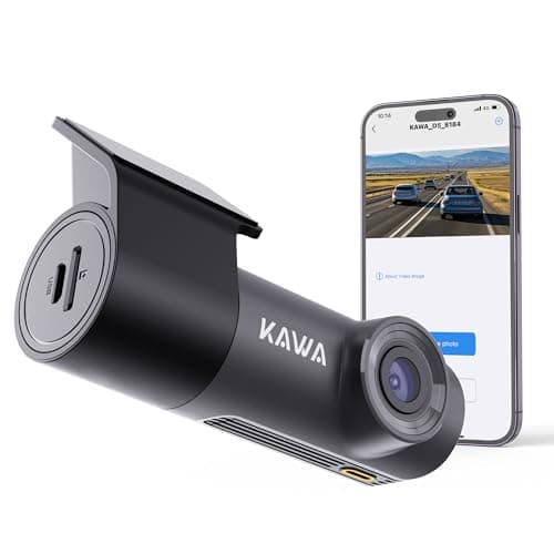 KAWA Dashcam Voiture Avant 1296P, Mini Camera pour Voitures avec Application, WiFi, Vision Nocturne WDR, Corps Rotatif à 360°, Angle de Vue de 135°, Surveillance de Stationnement 24H, Capteur G, D5.