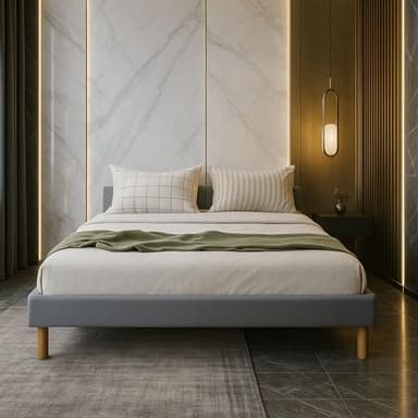 King of Dreams Adrien - Solide et Confortable Sommier Tapissier Gris + Pieds en 18 cm pour Matelas en 160x200-13 Lattes - revetement Tissu Polyester Facile d'entretien