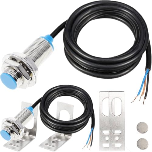 DAOKAI Détecteur de proximité inductif NJK-5002C Détecteur de proximité magnétique à effet Hall, distance 10 mm NPN 3 câbles Normalement ouvert DC 5-30V M12 avec aimant de support M12, paquet de 2