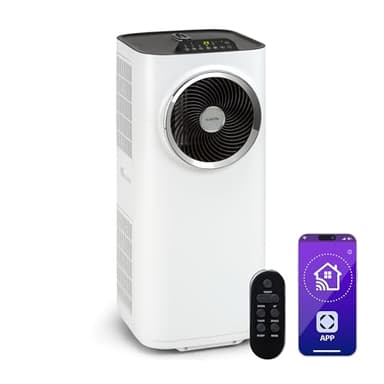 Klarstein Climatiseur Mobile Silencieux, Smart Climatisation Portable 5 en 1, Mini Clim, Purificateur et Elimination Odeurs, Déshumidificateur d'Air, Mode Nuit, Faible Conso, 12K BTU, Climatiseurs