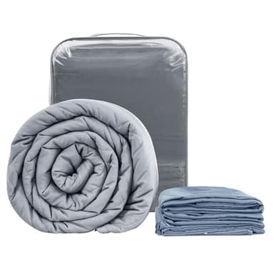 Winthome Couverture Lestée 140x205cm 8.6kg avec Housse de Couette, Couverture Thérapeutique Anti-Stress, Weighted Blanket pour Un Sommeil Profond et Une Meilleure Relaxation pour Adultes (Bleu)