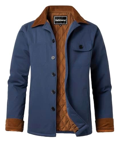 Harbrosrce Blouson Homme Hiver Chaud Filled Trench Manteau Veste en Coton Doublure Matelassée Vestes Parka Jacket avec 5 Poches
