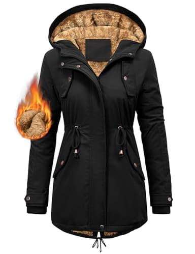 Nadeer Manteau Femme Hiver Polaire Chaud Veste Parka Manteau à Capuche Manches Longues Blouson Zippé Outercoat avec Poches