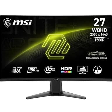 MSI MAG 27CQ6F écran Gaming incurvé FHD de 27" - Dalle Rapid VA 2560 x 1440 1500R, 180 Hz / 0,5ms (GtG, Min.), AMD FreeSync - DP 1.2a, HDMI CEC
