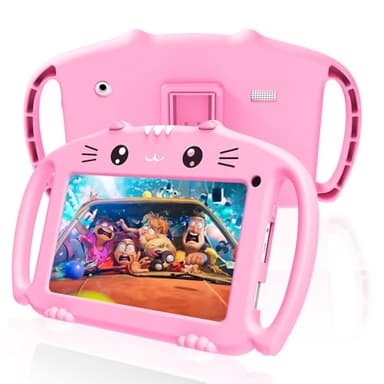 VESWWE Tablette pour Enfant 7 Pouces Android Tablette Enfants avec WiFi 2Go RAM 32Go ROM Tablette Educative Contrôle Parental Double Caméra Kid-Proof Étui(Rose)