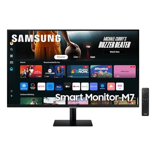 Samsung Smart Monitor M7 Noir - 32'' - Dalle VA, UHD 4K (3840 x 2160), 60Hz, 4ms, Inclinable, 2 x HDMI (2.0), USB-C (65W), 3 x USB-A, Smart TV, Gaming Hub, LS32DM700UUXEN