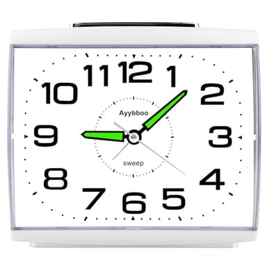 Ayybboo Réveil Matin à Piles Retro Reveil Silencieux sans Tic-Tac, Grand HorlogeOriginal Analogique Quartz Alarme Réveil Vintage Lumineux Snooze Reveil Chevet