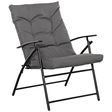 Outsunny Chaise de Camping Chaise de pêche Pliante et Portable, Dossier Haut, Coussin rembourré et Amovible, pour randonnée, pêche, Plage et Pique-Nique, 65 x 65 x 94 cm, Gris