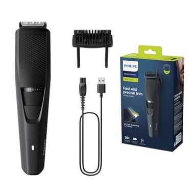 Philips Series 3000 - tondeuse à barbe électrique pour hommes avec lames auto-affûtées, doté d'un système de guidage de coupe, se recharge en 1 heure pour une autonomie de 60min (modèle BT3233/15)