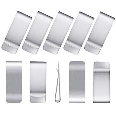 Pince à Billets, 10 Pcs Mince Pince à Billets en Métal pour Hommes Pince à Billets pour Portefeuille avec Pince à Billets Cartes Porte-billets Document Important Stylo Fixe Meilleur Cadeau (Argent)