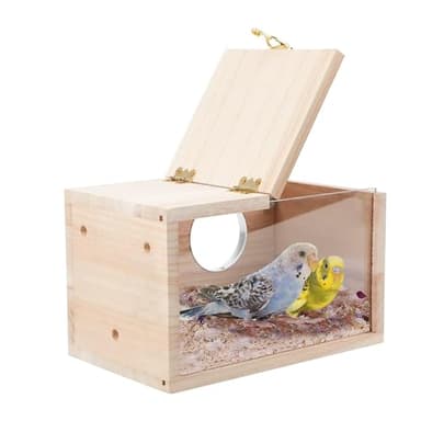 Closer Nichoir en bois transparent pour perroquet, perruche, calopsitte, inséparable, 1 pièce