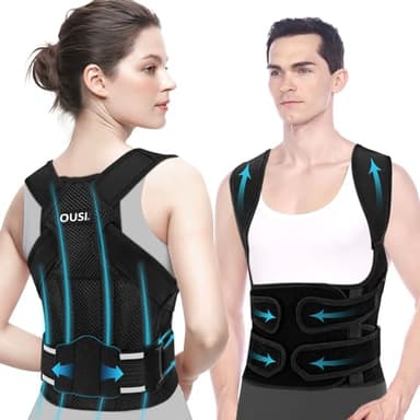 Posture Correcteur Dos Femme Homme: Ceinture Lombaire Dos Support Redresseur Dos Droit - Maintien du Dos du Cou et Des épaules - Sangle de Correction de la Posture Assise Réglable Invisible Noir (L)
