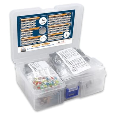 DIYoung 1390pcs Kit de Composants électroniques avec Diodes LED, Résistance de Couche Métallique, Boîtier de Condensateur électrolytique, Diodes, Condensateurs en Céramique, Transistors