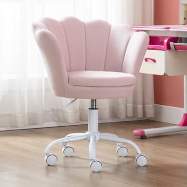 chairus Chaise de Bureau Enfant pour Chambre avec Coussin Confortable, Chaise pour Enfant avec Pied Pivotant (Rose)