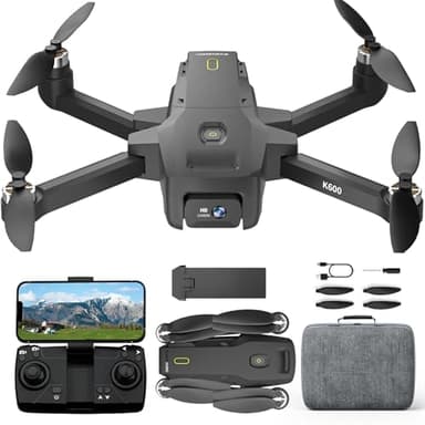 K600 Drone avec Caméra 1080P, Caméra Motorisée Réglable à 90°, Vol Stationnaire Automatique, One Key Takeoff/Landing, Drone à Moteur Brushless FPV Pliable, Convient Aux Adultes et Aux Débutants