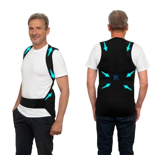 PERCKO, Gilet pratique pour homme, Soulage le mal de dos, Sans Manches, Fermeture Scratch, Tenseurs Brevetés, Noir, L