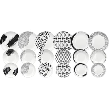 Tognana Zenith Service de vaisselle pour 6 personnes, 18 pièces, porcelaine, blanc