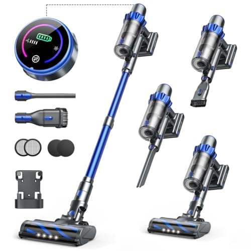 INTETURE Aspirateur Balai sans Fil,450W/40KPA/55 Mins Mode Auto,Écran Tactile,Aspirateur sans Fil Puissant,Capacité de 1,5L,Aspirateur Balai sans Fil Silencieux pour Poils d'animaux/Tapis/Sol Durs