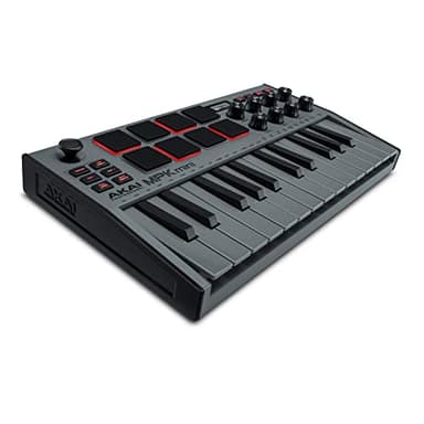 Akai Professional MPK Mini MK3 - Clavier MIDI USB Portable avec 25 Touches, 8 Pads de Batterie, Logiciels et Native Instruments Sound Package (NKS Integration), Gris