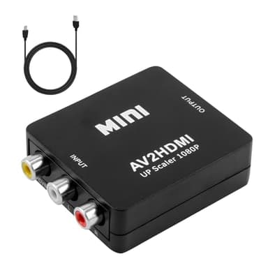 Mini Adaptateur RCA vers HDMI, Adaptateur Wii Hdmi Convertisseur AV Composite CVBS vers HDMI 1080P/720P, Compatible avec Caméra, Xbox, PS1/PS2, Wii, N64, Gamecube, VHS, Lecteur DVD, TV et Moniteur