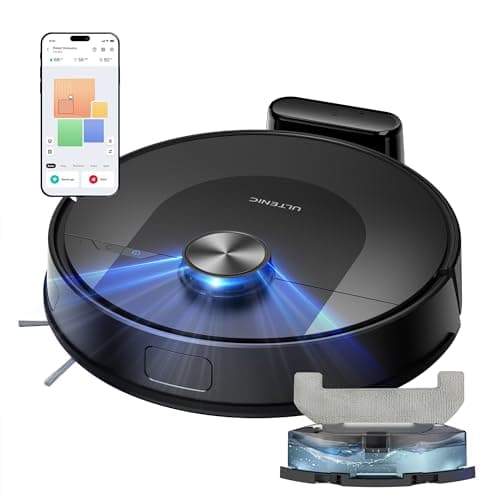 Ultenic Aspirateur Robot, Navigation LiDAR, Robot Aspirateur Laveur Mince, Silencieux - Idéal pour Poils d’Animaux, Cheveux, Poussière et Moquettes