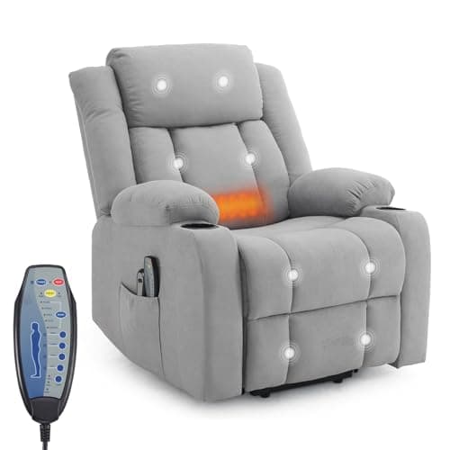 LEADZM Fauteuil Releveur Électrique Relax avec Fonction Massage et Chaleur, Inclinaison Réglable et Repose-Pieds, Télécommande Incluse