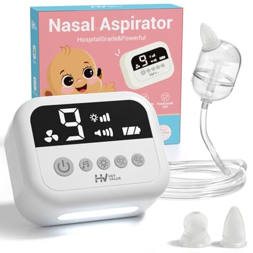 Aspirateur nasal Mouche-bébé électrique |9 forces d'aspiration Aspirateur à sécrétions nasales Aspirateur pour bébé rechargeable avec lumière et musique apaisante - Sûr - Efficace - Doux