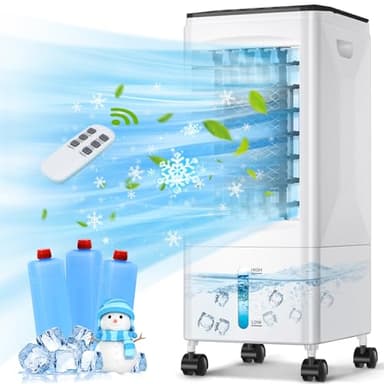 Climatiseur Mobile Silencieux 5.5L, Refroidisseur d'air 3 en 1 Climatiseur Portable Ventilateur Humidificateur, 1-7H Minuterie, 3 Vitesses, Télécommande, Climatiseur Mobile pour Chambre Maison Bureau