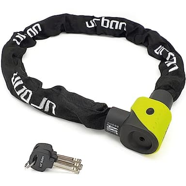 URBAN 10K120 Chaine Antivol Moto ART3 Homologué, Maillons en Acier Trempé ø10mm, Revêtement Textile, Cadenas à Chaîne Haute Sécurité pour Moto, Scooter, Velo, Trottinette Electrique, 120cm