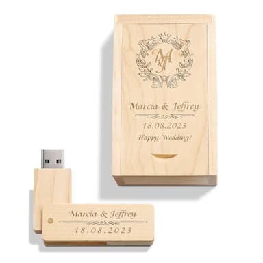 Clé USB gravée personnalisée en Bois Massif USB 3.0 Drive Clé USB en Bois avec Gravure personnalisée, Cadeau pour Mariages, Anniversaires, remises de diplômes, Anniversaires (Arce A, 16GB)
