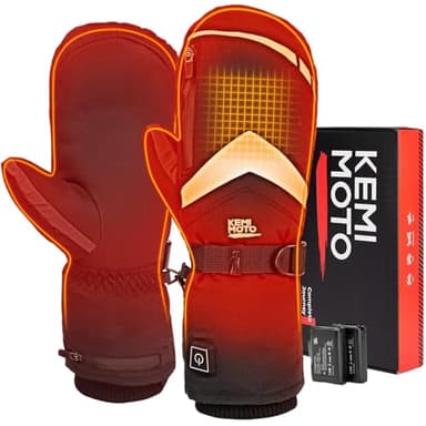 KEMIMOTO Gant Chauffant Moto Rechargeables Électriques 2500MAH Gant Moto Hiver Hommes Femmes Imperméables Écran Tactile Thermiques avec 3 Réglages de Chaleur pour Patinage Ski Bicyclette Camping