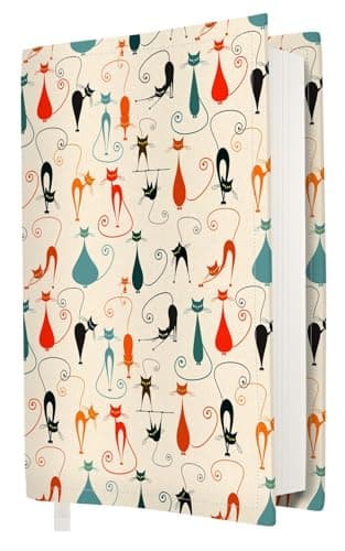 MOSSO - Couverture de livre, Tissu lavable, Impermeable, Protège-livre pour adulte,Cadeau pour les amateurs de livres (CHATS - M)