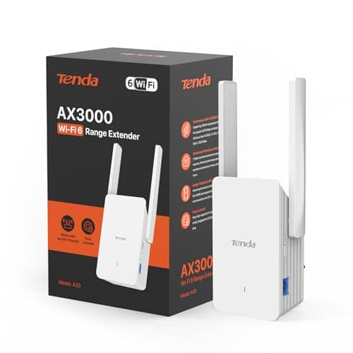 Tenda Répéteur Wi-FI 6 AX3000, Amplificador Señal WiFi, Doble Banda 2.4 GHz/5GHz, Extensor de Wi-FI Compatible Con Routers, Modo AP, Botón WPS, Señal LED Inteligente (A33), Blanco