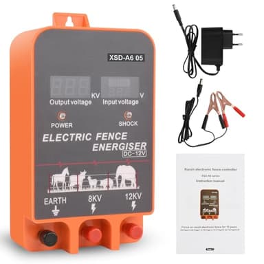 ClôTure éLectrique, ClôTure éLectrique Pour Animaux Contrôleur ÉLevage D'Animaux ÉLectrique ContrôLeur pour chien Ferme d'animaux Berger électrique pour vaches, bovins, chevaux (Orange)