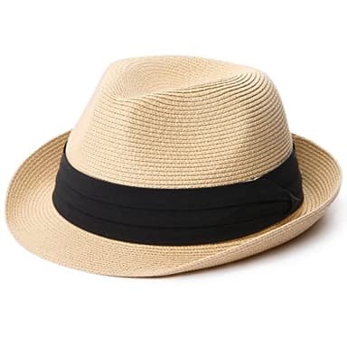 FURTALK Fedora Ladies Panama Hat Men's Straw Trilby Look Various Sizes Beach Hat (Chapeau de Plage)