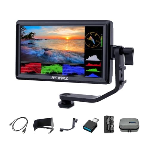 FEELWORLD FW568 V3 Moniteur de Champ pour Appareil Photo Reflex numérique 6" avec LUT de Forme d'onde Assistance de Mise au Point vidéo 1920 x 1080 IPS avec entrée 4K HDMI 8,4 V CC Batterie Incluse