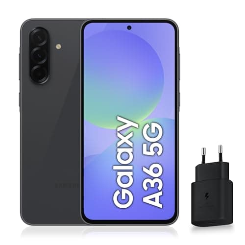 Samsung Galaxy A36 5G, Smartphone Android, 128 Go, Chargeur Secteur Rapide 25W Inclus, Smartphone déverrouillé, Noir, Version FR