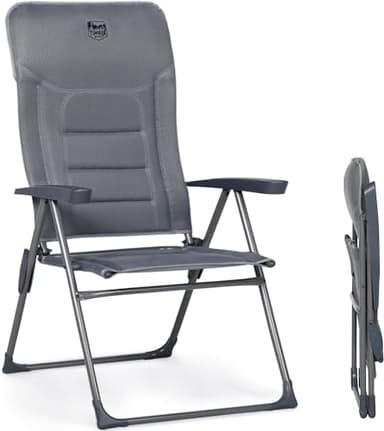 TIMBER RIDGE Chaise de Jardin Exterieur Pliante en Aluminium Fauteuil Relax Jardin Pliable Luxueux Dossier Inclinable sur 7 Positions Gris