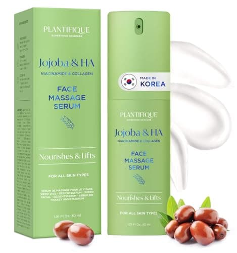 PLANTIFIQUE Sérum Visage Jojoba Oil | Gua Sha Huile Massage Hydratant Anti-Rides Anti-Cernes | Collagène Niacinamide Acide Hyaluronique | Soin Femme et Homme | Skincare Coréen Serum Anti Tache | 30 ml
