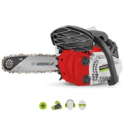 GREENCUT GS250X-10 - Tronçonneuse à essence 25,4cc 1,4hp avec lame 10'', démarreur Easy-Start, système anti-vibration, inclus la protection de la lame et le kit de montage