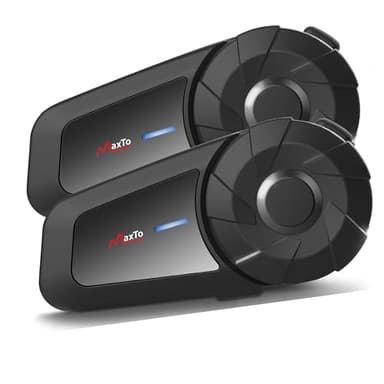 MAXTO MX1 Intercom Moto Duo pour 2 Casques, Ecouteur Bluetooth pour Casque Moto, Bluetooth 5.0 sans Fil, Réponse Automatique,Son Stéréo,Étanche à la Poussière et à l’Eau,Connecté à Un Intercom