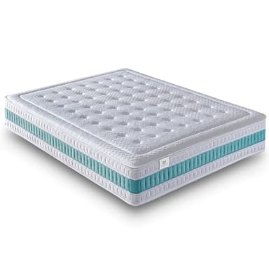 NATURELITS Matelas 160 x 200 cm Réversible, Haut Confort, Hypoallergénique, Anti-Acariens et Respirant, Ressorts Ensachés Visco, Ferme Moyenne, Serene Hybrid Épaisseur 30 cm