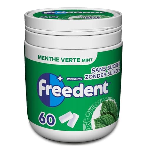 FREEDENT - Chewing-gum Menthe Verte sans sucres - Boîte de 60 dragées - 84g