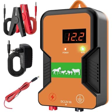 15km ClôTure éLectrique, Cloture Electrique Pour Animaux, éLectrificateur De ClôTure éLectrique, Electrificateur Cloture Electrique , Pour La Protection Des Animaux (Orange)
