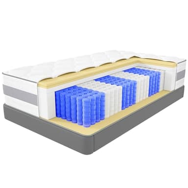 INMOKO Matelas，180x200 cm, Mousse à mémoire de Forme et Ressorts ensachés, Hauteur de 25 cm, Soutien en 7 Zones, Design Ergonomique,Durable, réversible, fermeté Moyenne (H3),