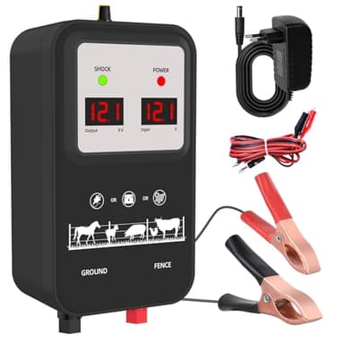 15km ClôTure éLectrique, Cloture Electrique Pour Animaux, éLectrificateur De ClôTure éLectrique, Electrificateur Cloture Electrique , Pour La Protection Des Animaux (Black)