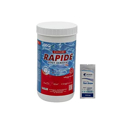EDG by AQUALUX Chlore Rapide Pastilles 20g - 1kg | Chlore Choc Stabilisé - Désinfection Choc - Dissolution Rapide + 10 Tests HPS OFFERTS 6 en 1